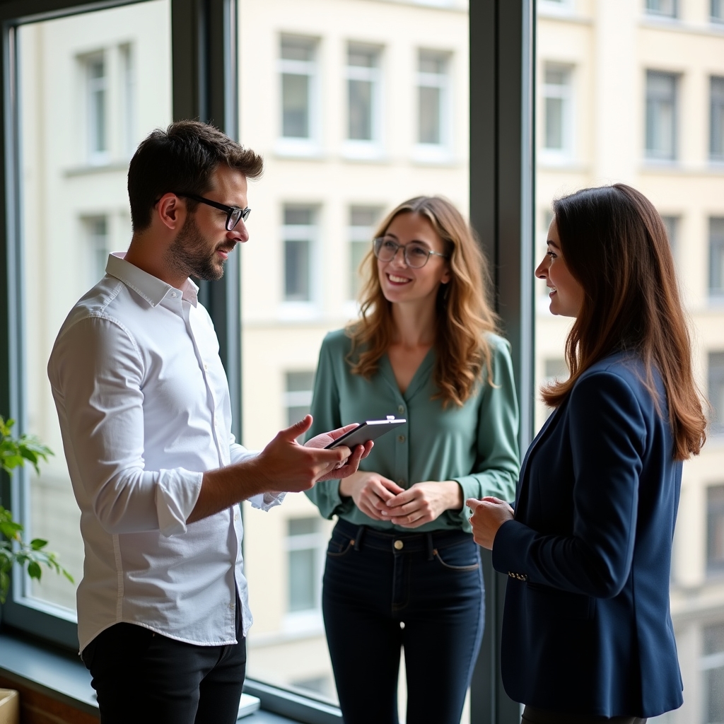 Teamdiskussion in modernem Büroumfeld
